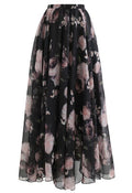Pink Rose Watercolor Maxi Skirt