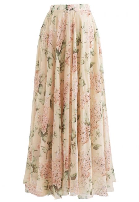 Blooming Hyacinth Watercolor Maxi Skirt