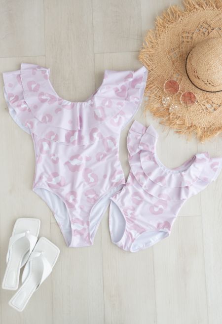 Tiered Ruffle Printed Swimsuit for Mommy & Kids