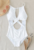 Cross Front Cutout Cami Swimsuit in White