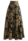 Golden Bouquet Jacquard Embossed Maxi Skirt
