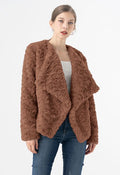 Wide Lapel Snug Faux Fur Coat in Caramel