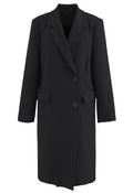Single-Breasted Pocket Longline Coat in Black