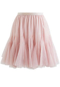 Ruffle Hem Mesh Tulle Mini Skirt in Pink