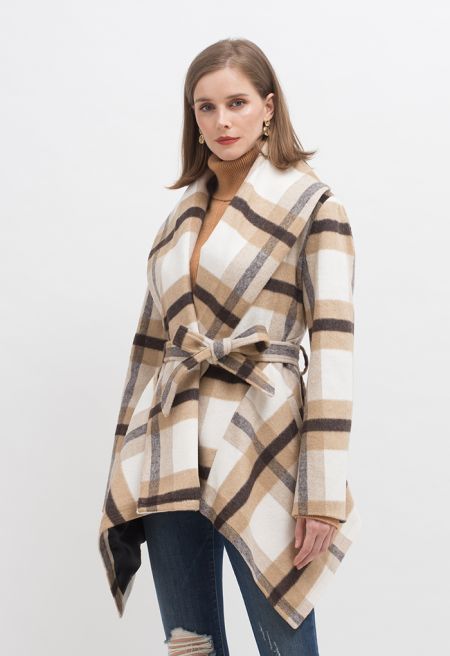 Prairie Check Rabato Coat in Light Tan