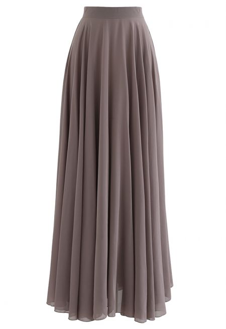 Timeless Favorite Chiffon Maxi Skirt in Taupe