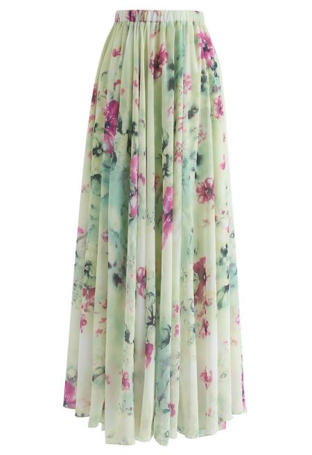 Floral and Frill Maxi Skirt