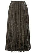 Alluring Luster Velvet Pleated Skirt in Olive