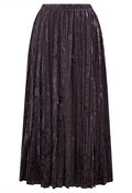 Alluring Luster Velvet Pleated Skirt in Plum