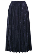 Alluring Luster Velvet Pleated Skirt in Navy