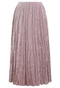 Alluring Luster Velvet Pleated Skirt in Pink
