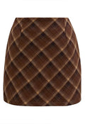Minimal Urbanity Plaid Mini Bud Skirt in Brown
