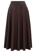 Sharp Faux Leather Center Seamed Midi Skirt in Burgundy