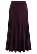 Casual Grace Ribbed Knit Flare Maxi Skirt in Plum