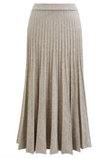 Casual Grace Ribbed Knit Flare Maxi Skirt in Oatmeal