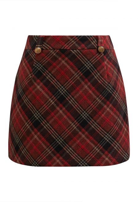 Styled Precision Plaid Mini Bud Skirt