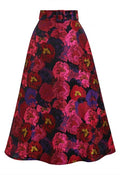 Grand Peony Jacquard A-Line Maxi Skirt in Hot Pink