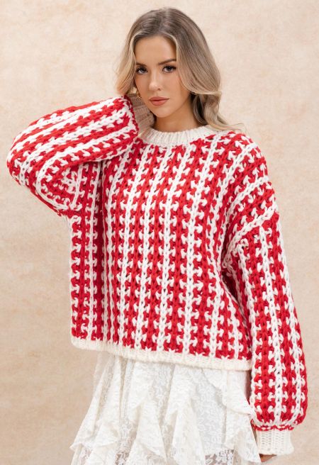 Duo-Tonal Chunky Hand Knit Sweater