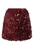 Teardrop Sequin Velvet Mini Skirt in Red