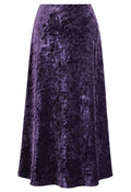 Lustrous-Textured Velvet A-Line Fleeced Skirt in Purple