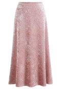 Lustrous-Textured Velvet A-Line Fleeced Skirt in Pink