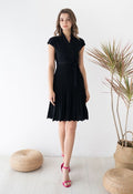 Pleated Sleeveless Wrapped Knit Dress in Black