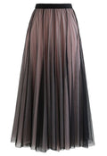 Mixture Color Panelled Tulle Maxi Skirt in Black