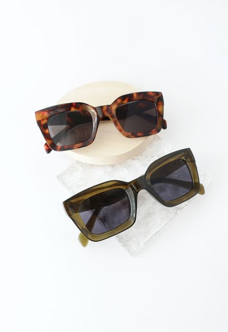 Glossy Wide-Rim Sunglasses
