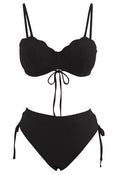 Seashell Shaped Drawstring Bikini Set in Black