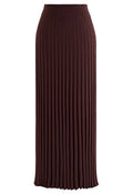 Ultra-Soft Lettuce Hem Knit Maxi Skirt in Brown