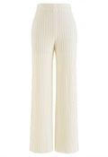 Ribbed Straight Leg Knit Pants in Cream