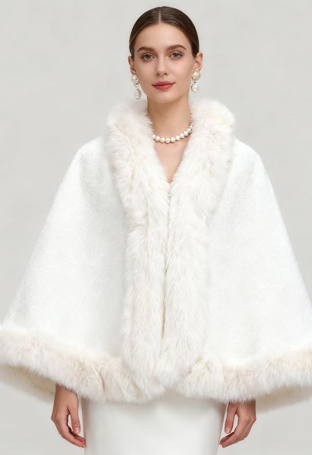 Regal Faux Fur Trimmed Poncho