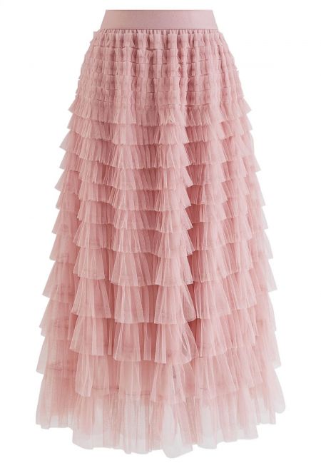 Swan Cloud Midi Skirt in Pink