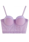 Solid Color Underwire Bustier Crop Top in Lilac