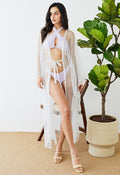 Shimmer Tulle Flare Kimono in White