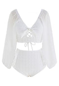 Pure White Semi-Sheer Sleeve Bikini Set