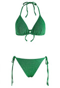 Dazzling Metallic Tie-String Bikini Set in Green