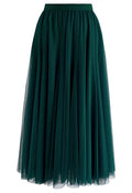 My Secret Garden Tulle Maxi Skirt in Dark Green