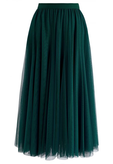 My Secret Garden Tulle Maxi Skirt in Dark Green