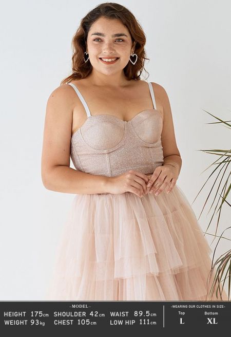 Dazzling Shiny Bustier Crop Top in Apricot