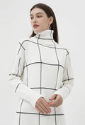 Warm Welcome Grid Turtleneck Sweater Dress