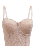 Floral Lace Bustier Crop Top in Apricot