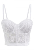Pearl Embellished Bustier Crop Top
