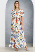 Vernal Blossom Pleated Maxi Dress