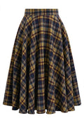Effortless Plaid Pattern A-Line Skirt in Mustard