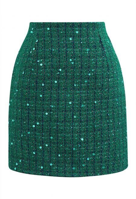 Holiday Sequin Tweed Mini Skirt