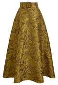 Ornate Bloom Jacquard Belted A-Line Maxi Skirt
