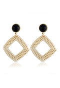 Square Rattan Straw Earrings