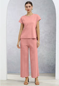 Daily Comfort Sleeveless Top and Straight-Leg Pants Set in Candy Pink