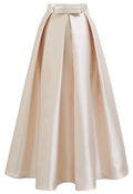 Luxurious Night Bowknot Pleated A-Line Skirt